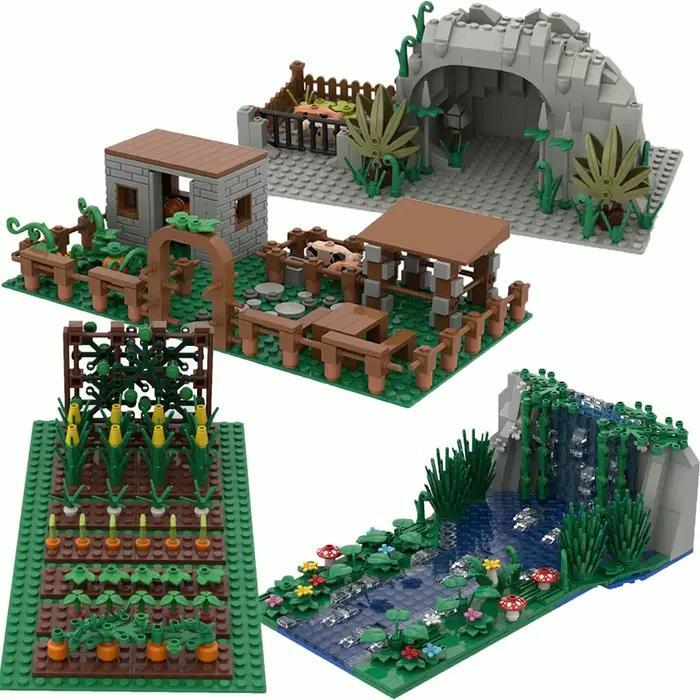 Kit de blocs de construction créatifs : modèle de paysage avec montagne