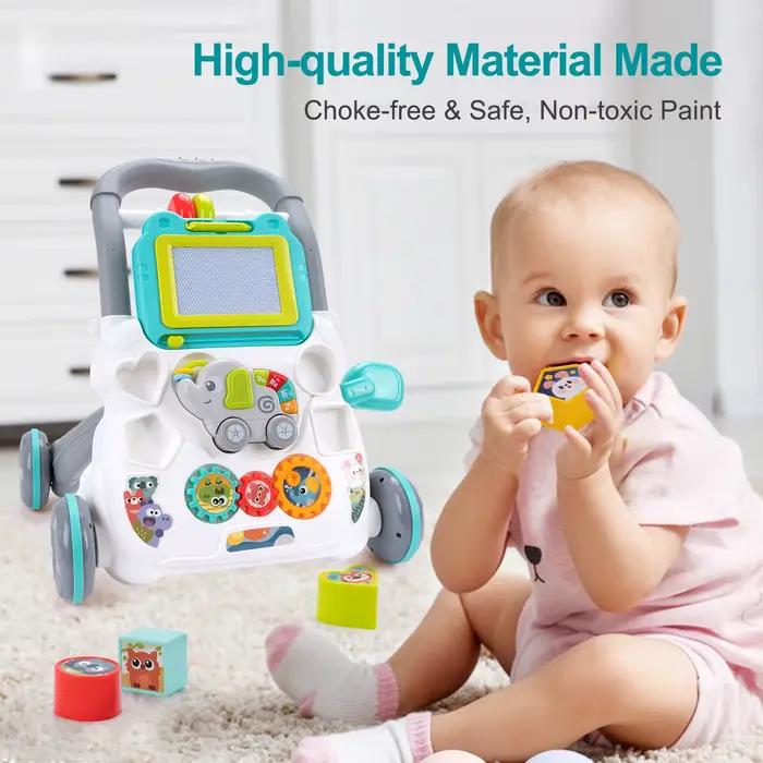 Trotteur musical multifonctionnel pour bébé avec tableau de dessin