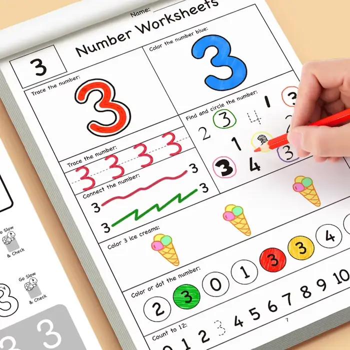Livre de coloriage et de pratique de numéros interactif numérique amusant à sept chiffres