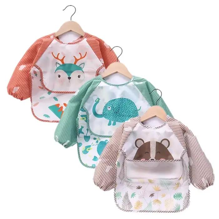 Bavoir imperméable à manches longues pour bébés