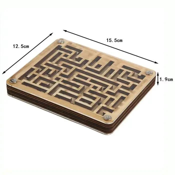 Labyrinthe en Bois à Deux Couches, Jeux de Défi QI, Puzzle, Casse-Tête, Jouets