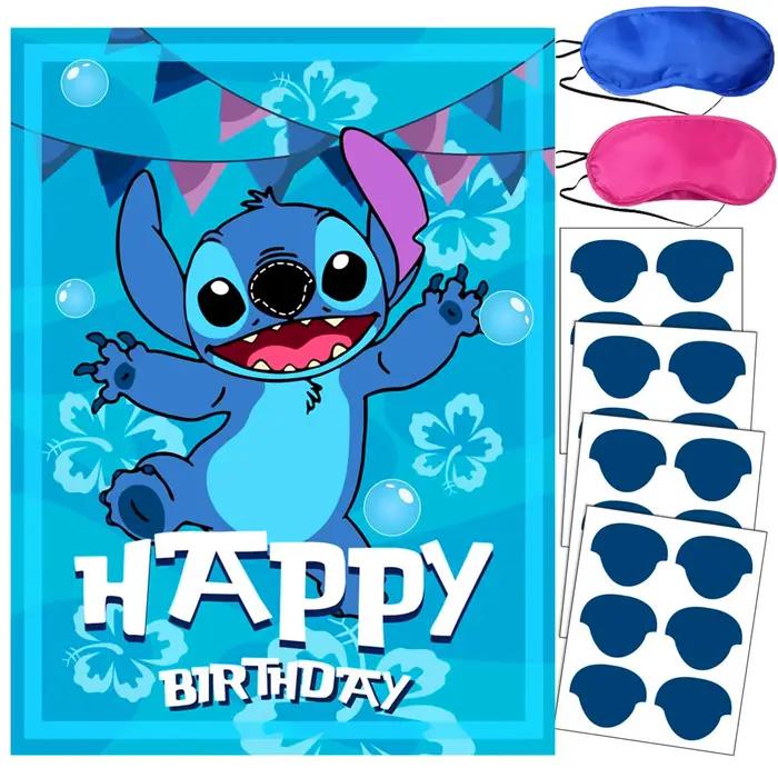 Disney Stitch Pin The Nose On The Poster Party Games Backdrop Children Birthday