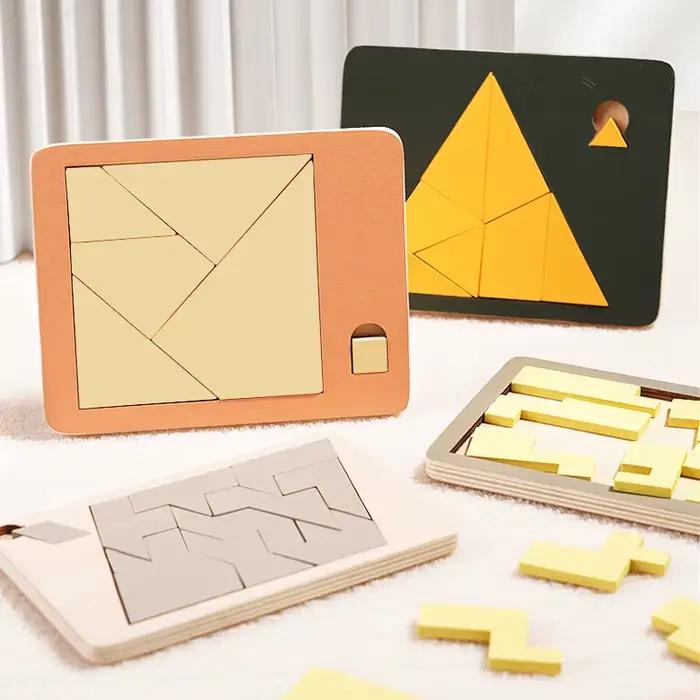 Puzzles Géométriques en Bois Défi Impossible Combustion du Cerveau Décompression Qi Esprit Casse-Tête Pour Adultes Enfants Occasions Spéciales