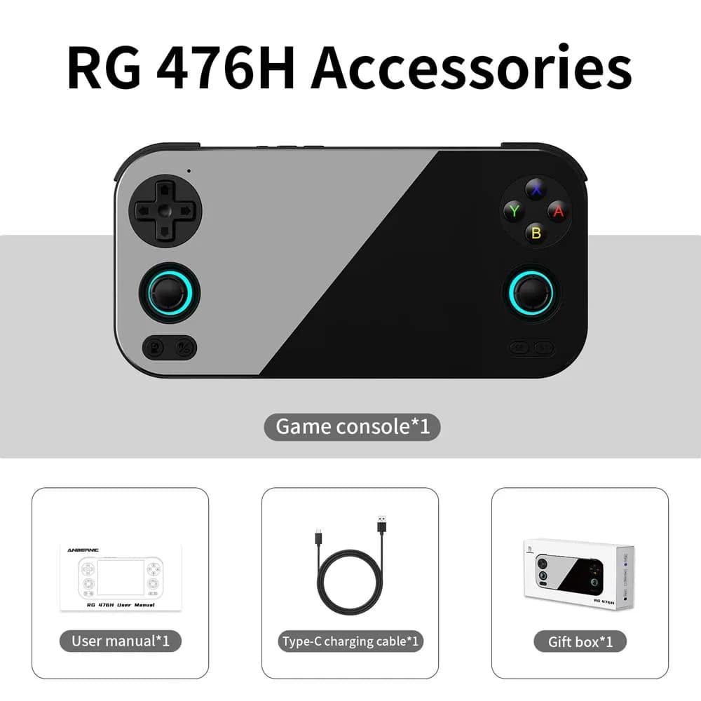 Console portable Android ANBERNIC RG 476H à écran plein, compatible PSP, Arcade, GBA (2 joueurs), je