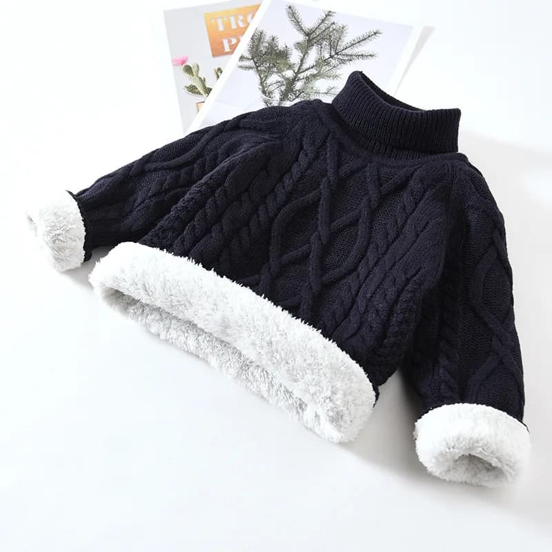 Pull à col roulé pour bébé de 0 à 8 ans, couleur unie, épais, en peluche, décontracté, pour garçon e