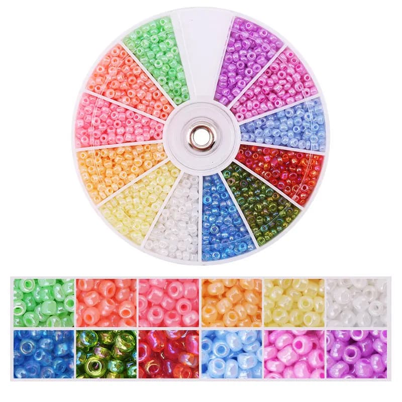 Ensemble de perles de rocaille en verre, lot de 2000 pièces, 12 grilles, breloques, pour Bracelet, c