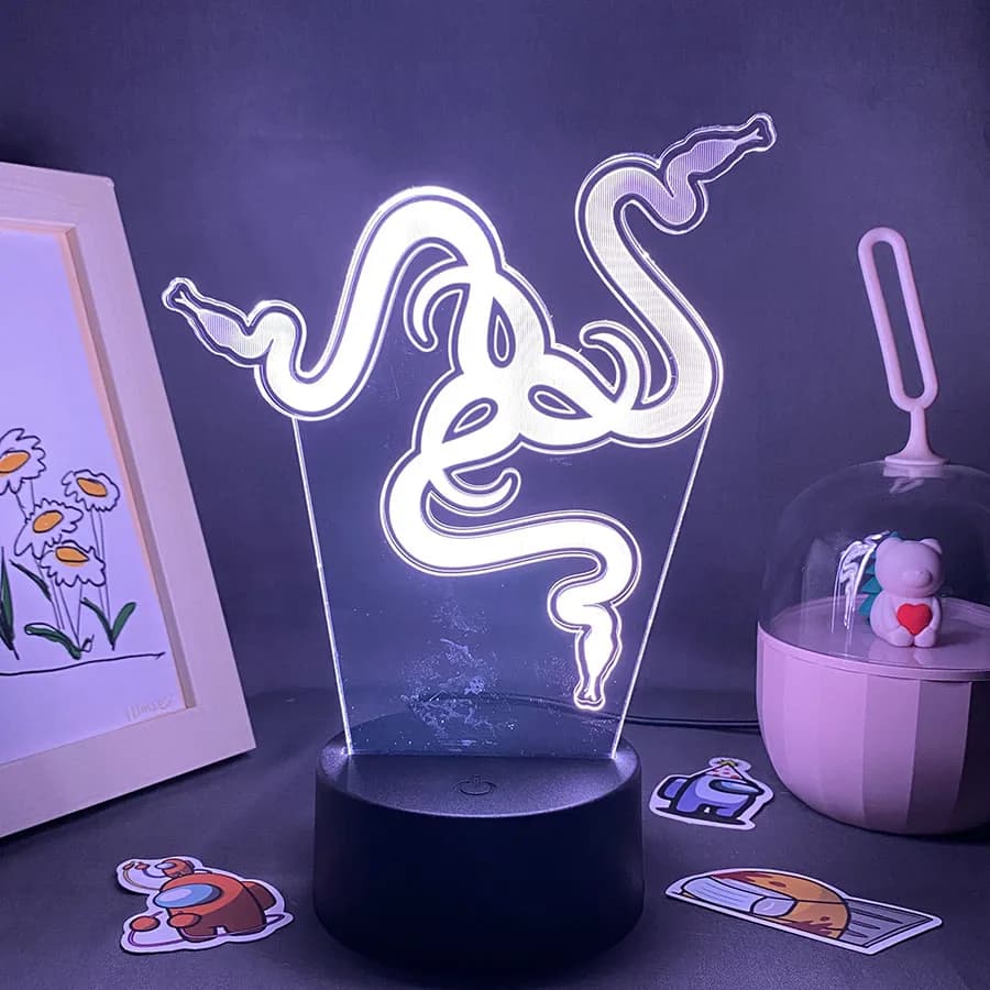 Veilleuse LED néon 3D avec logo Razer, jeu chaud, jouets d'anniversaire, cadeau pour Raser Gamer, pe