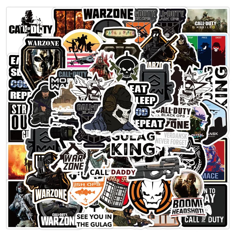 Autocollant imperméable motif jeu Call of Duty pour enfant, adhésif style graffiti pour bagage, skat