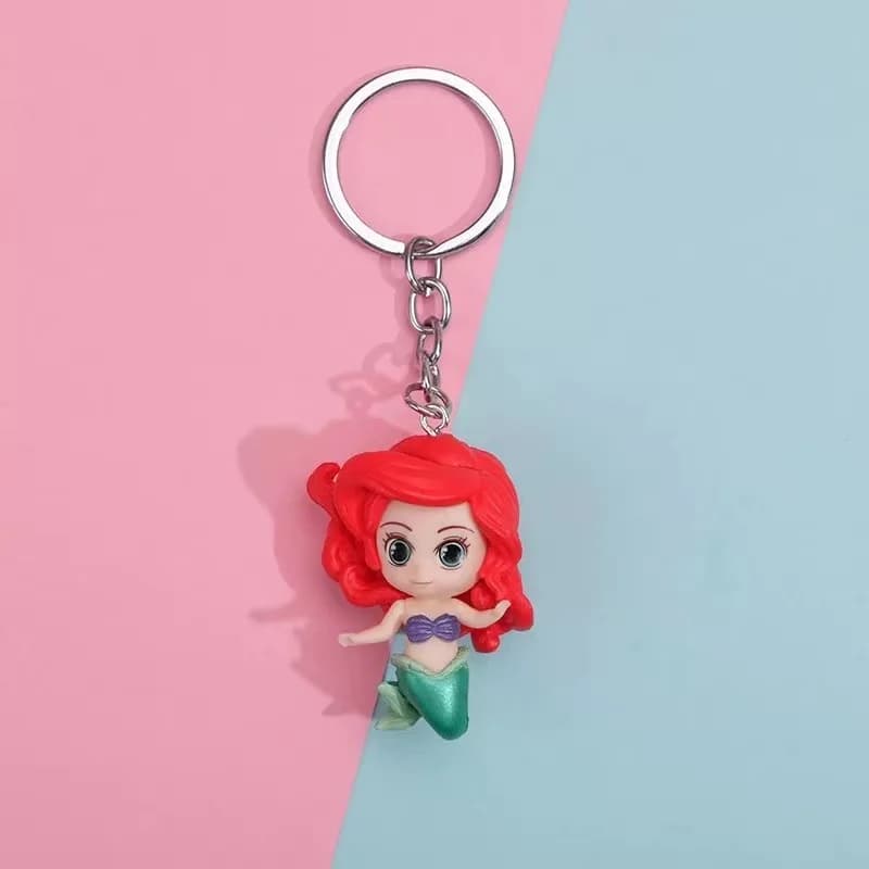 Disney Belle princesse porte-clés sirène porte-clés Figure mignon dessin animé Anime Figure modèle c
