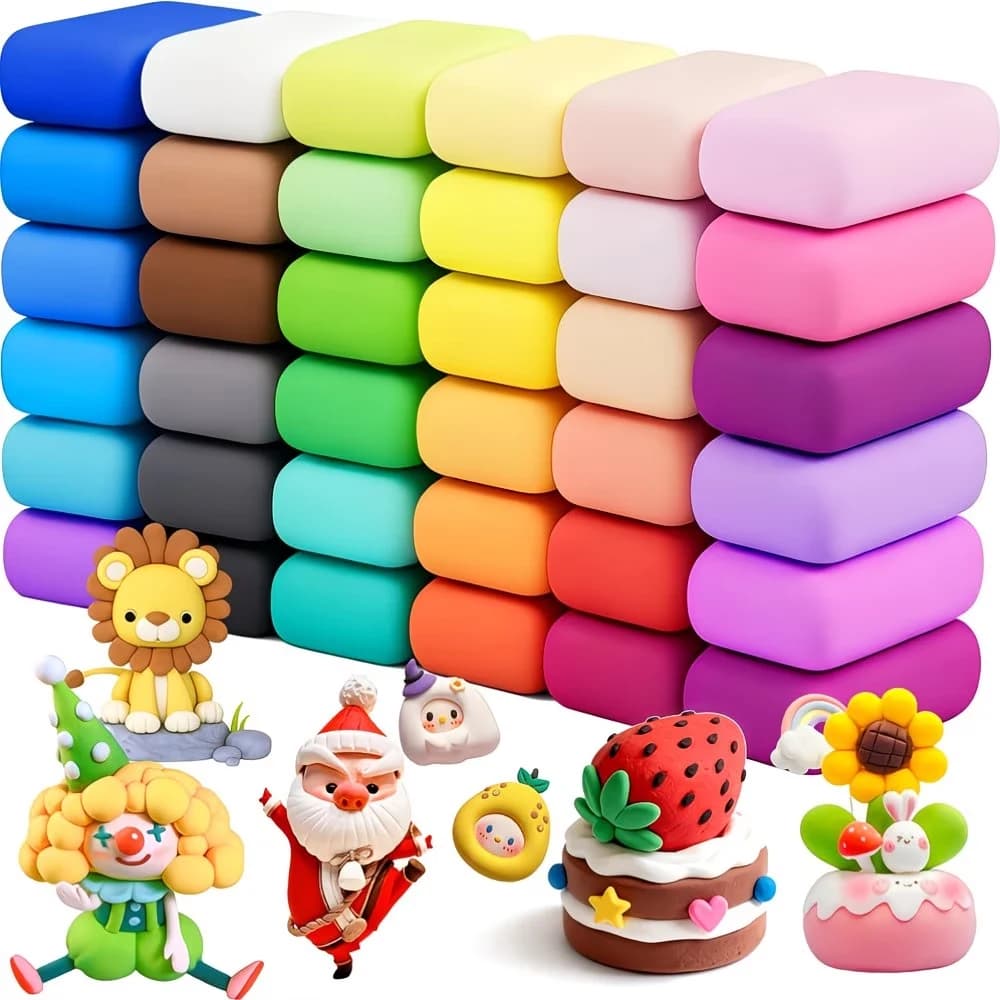 Argile séchée à l'air - Ensemble de 36 couleurs d'argile à modeler DIY, comprenant des outils de scu