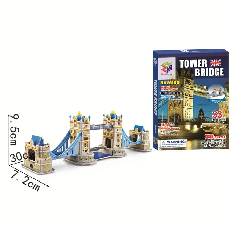 Puzzles en papier 3D, jouets de londres Big Ben, Statue de la liberté du monde, Construction de bâti