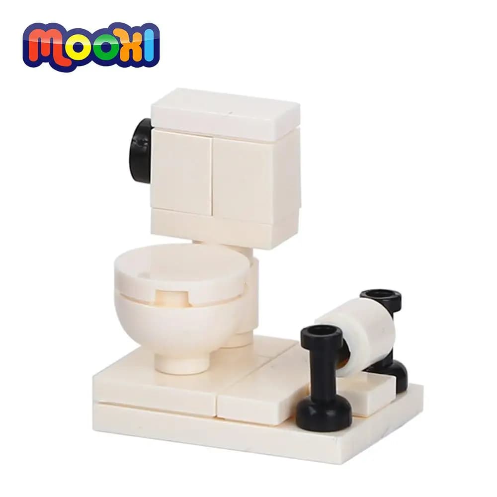MOOXI City salle de bain toilette 16 pièces MOC brique vue sur la rue meubles modèle figurine partie