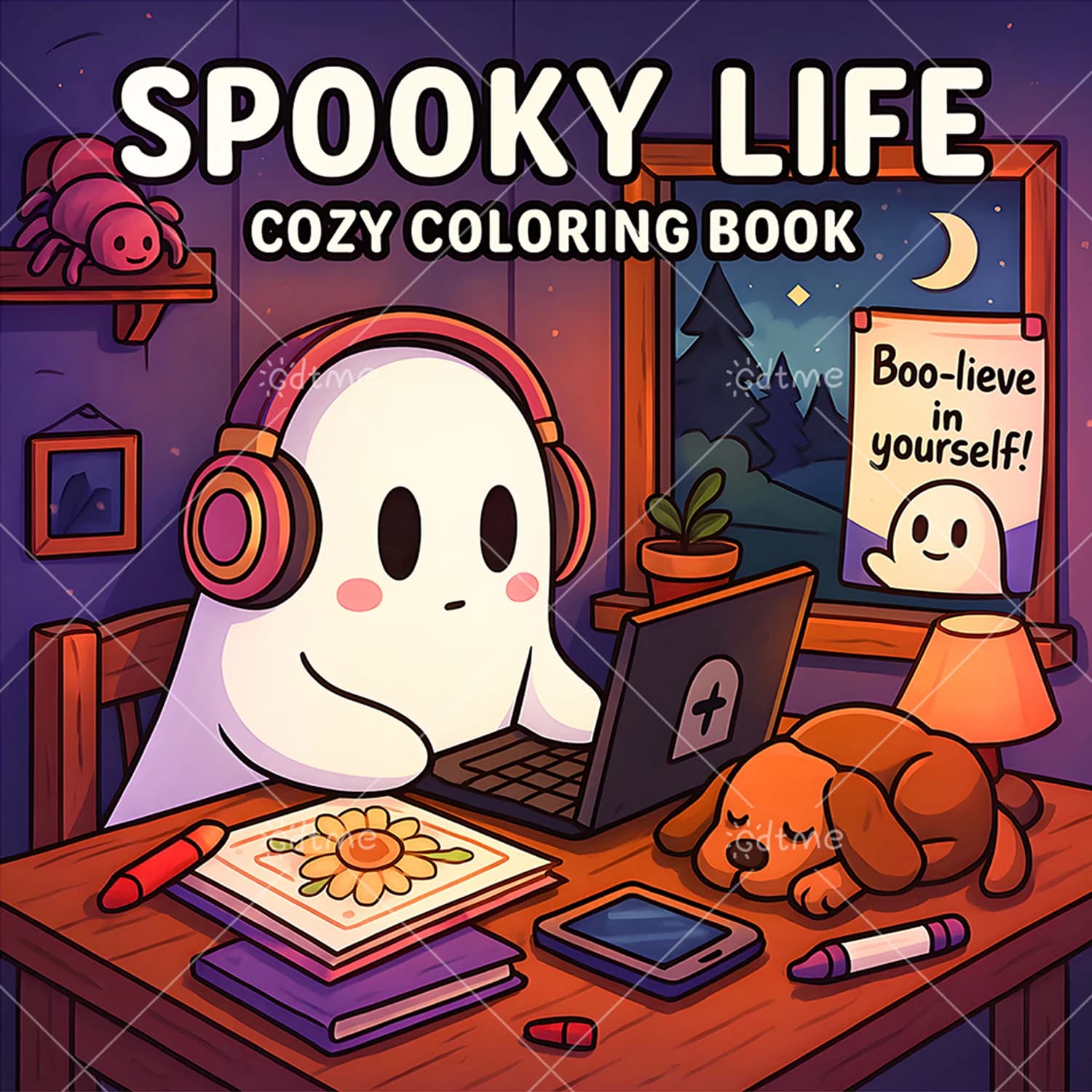Livre de coloriage Halloween Spooky Life pour adultes et adolescents, avec des créatures adorables e