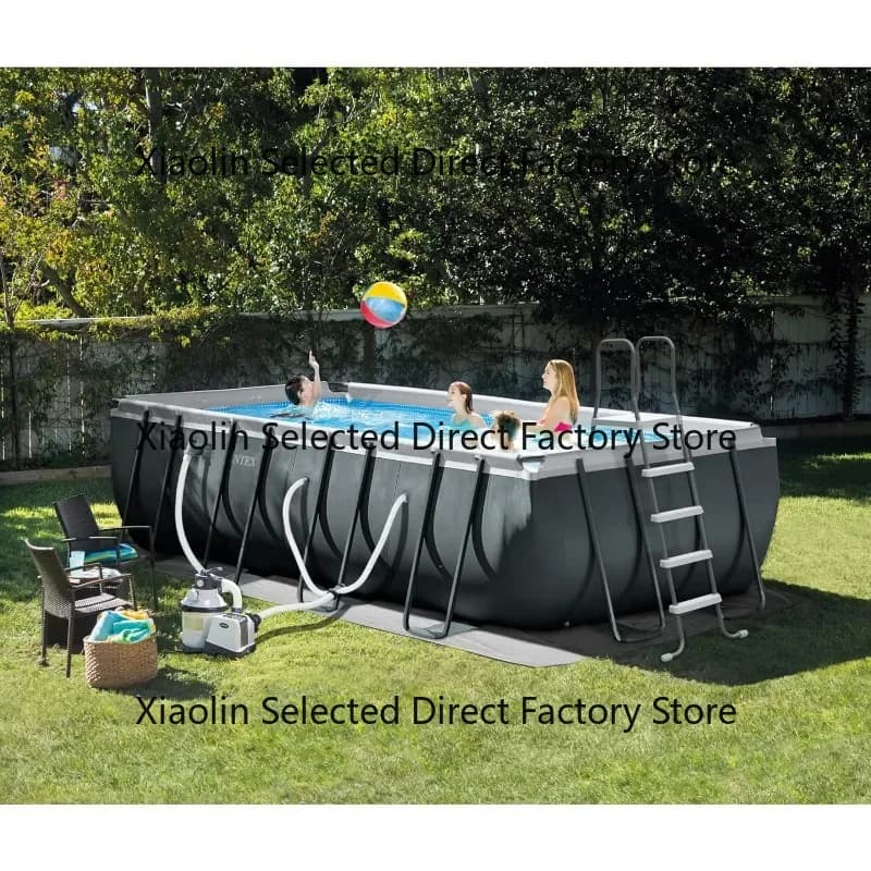 Piscine rectangulaire hors sol avec pompe - 18' x 9' x 52'' - Grande piscine rectangulaire pour jard