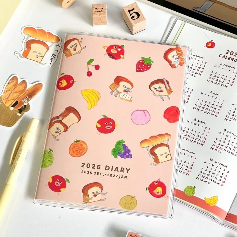 Agenda 2026 DIY Bread Thief avec calendrier, carnet de notes B6 à pages intérieures colorées, liste 