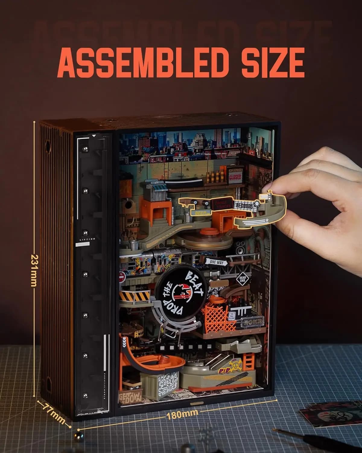 ROKR Puzzle 3D Hip-Hop Street Marble Run 134 pièces, casse-tête, kit STEM, loisirs mécaniques DIY po