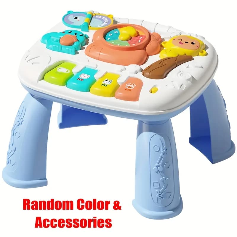 Table d'activités musicale pour bébé, jouet éducatif précoce, clavier de piano, volant, lumières et 