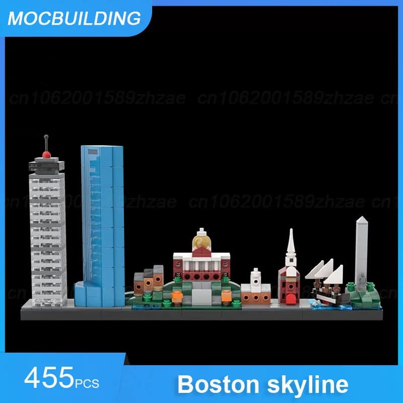 Blocs de construction MOC, modèle Skyline Boston, briques à assembler, Architecture éducative et cré