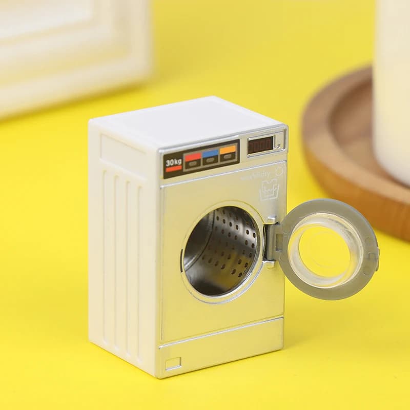 Machine à laver Miniature pour maison de poupée 1:12, appareil ménager, modèle de lessive, jouet de 