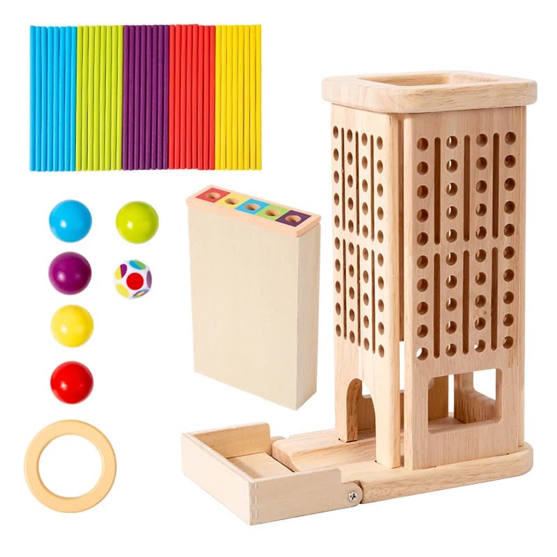 Tour de jeu en bois Montessori, jouet avec bâtons, dés, développement de la motricité, bâton de comp