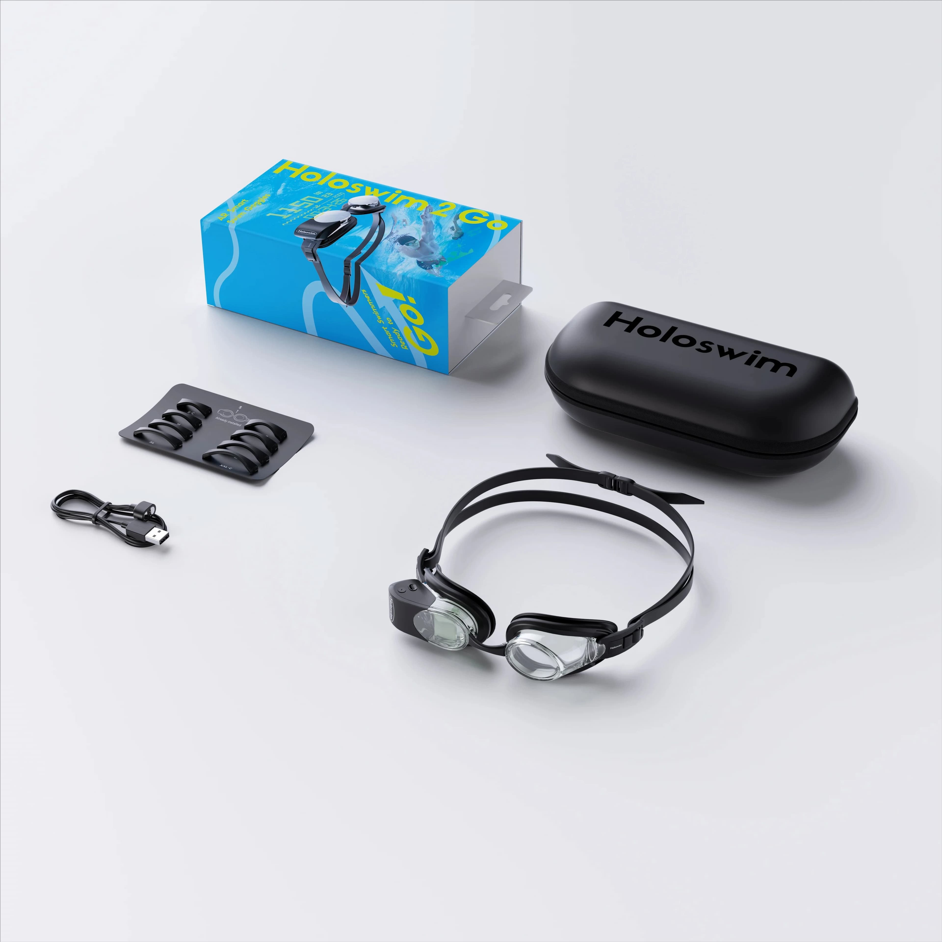 Lunettes de natation intelligentes Holoswim 2 GO |   Anti-buée, protection UV |   Étanche |   pour l