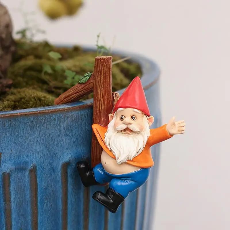 Statue de gnome de jardin amusante, porte-pot de fleurs, sculpture en résine, décoration extérieure,