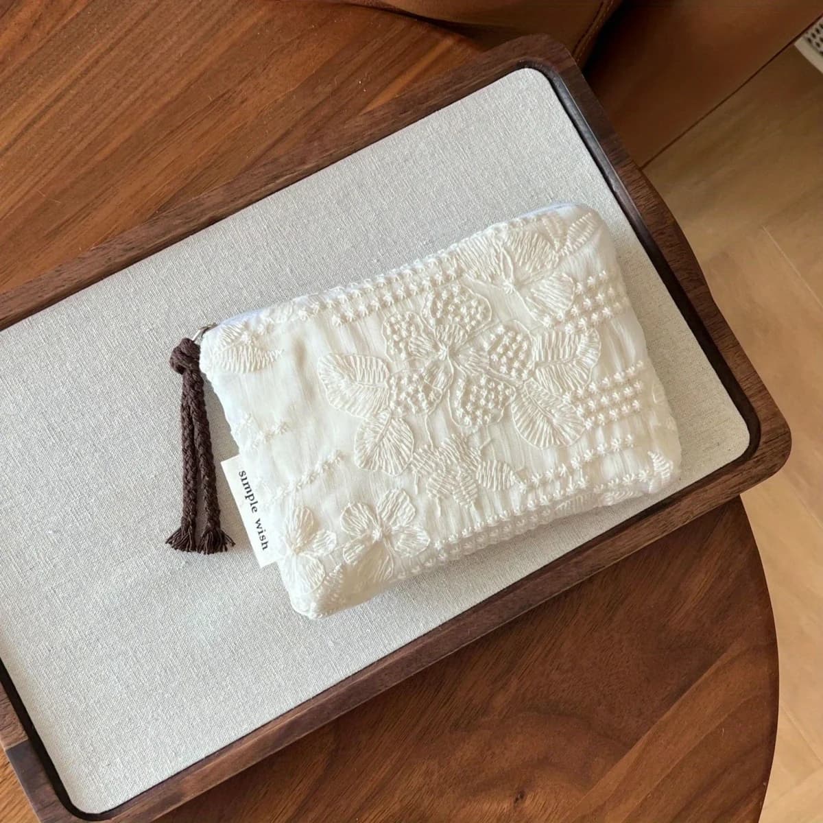 Sac à main français Vintage à fleurs pour femmes, 1 pièce, trousse de maquillage élégante, organisat