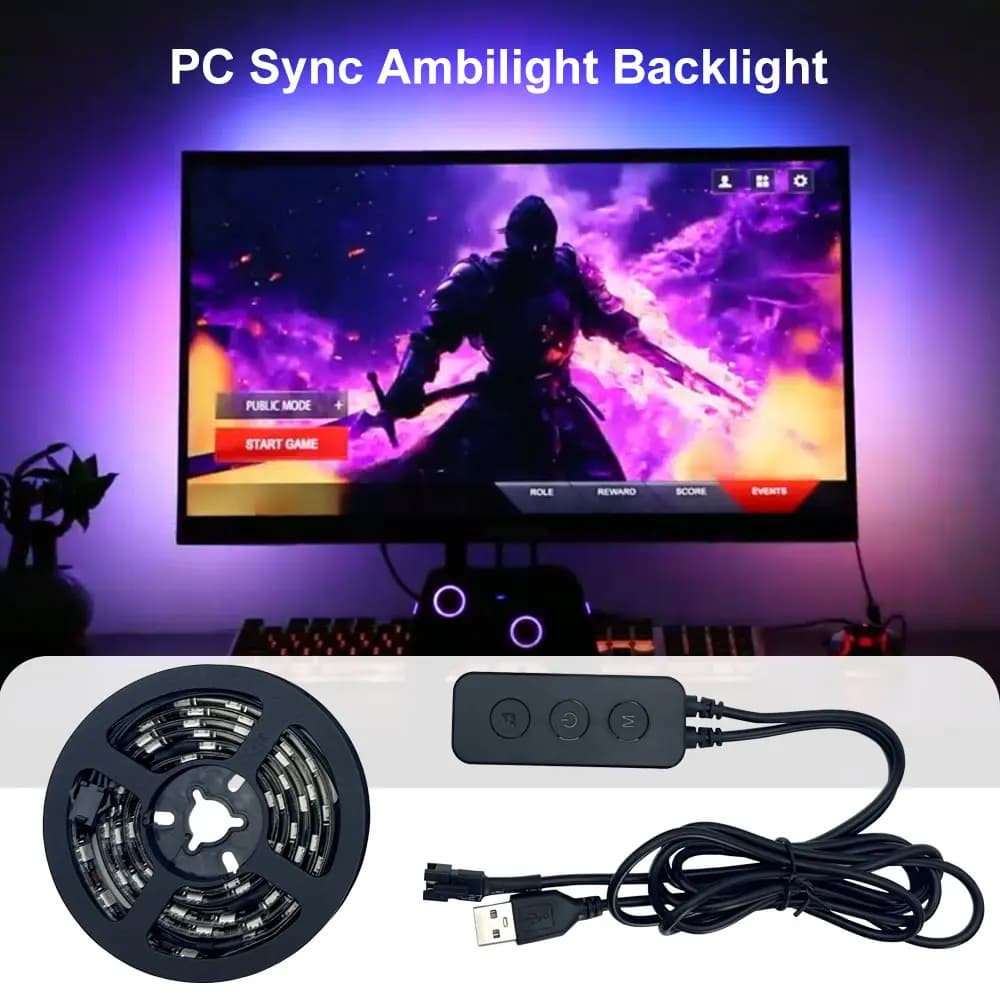 Bande Lumineuse de Jeu USB 5V, Rétro-Éclairage RVB, Moniteur de Documents, Diviseur, Ordinateur Inte