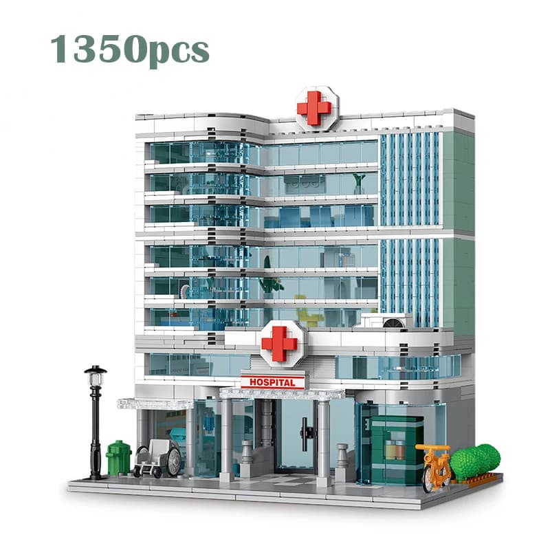 Ensemble de construction de jouets pour hôpitaux urbains avec éclairage LED, compatible avec Lego, e
