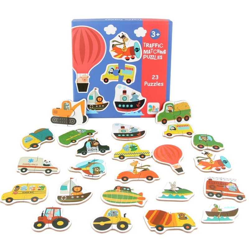 Puzzle en bois pour enfants, jeu assorti, apprentissage précoce, Cognition, animaux, fruits, trafic,