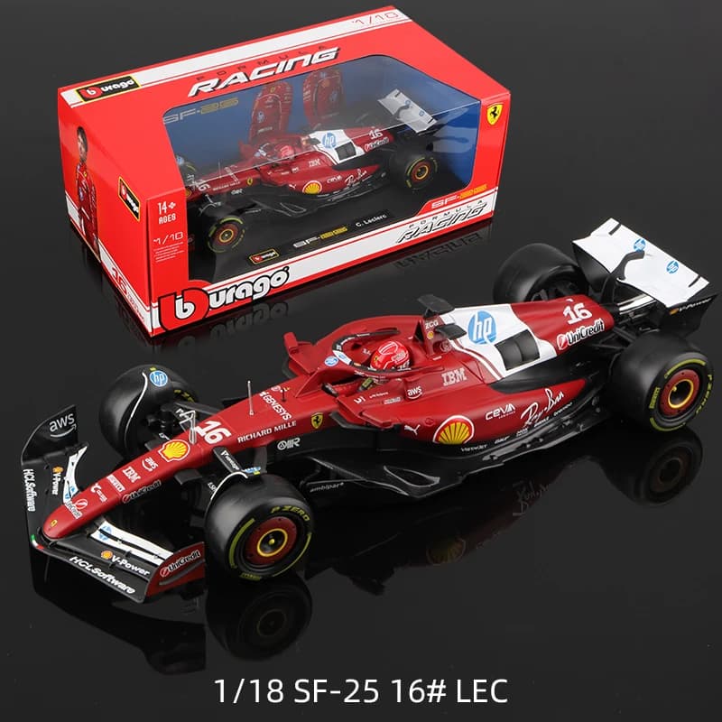 Bburago 1:18 Scuderia Ferrari HP F1 SF25 2025 modèle de voiture en alliage # 16 Charles Leclerc 44 #
