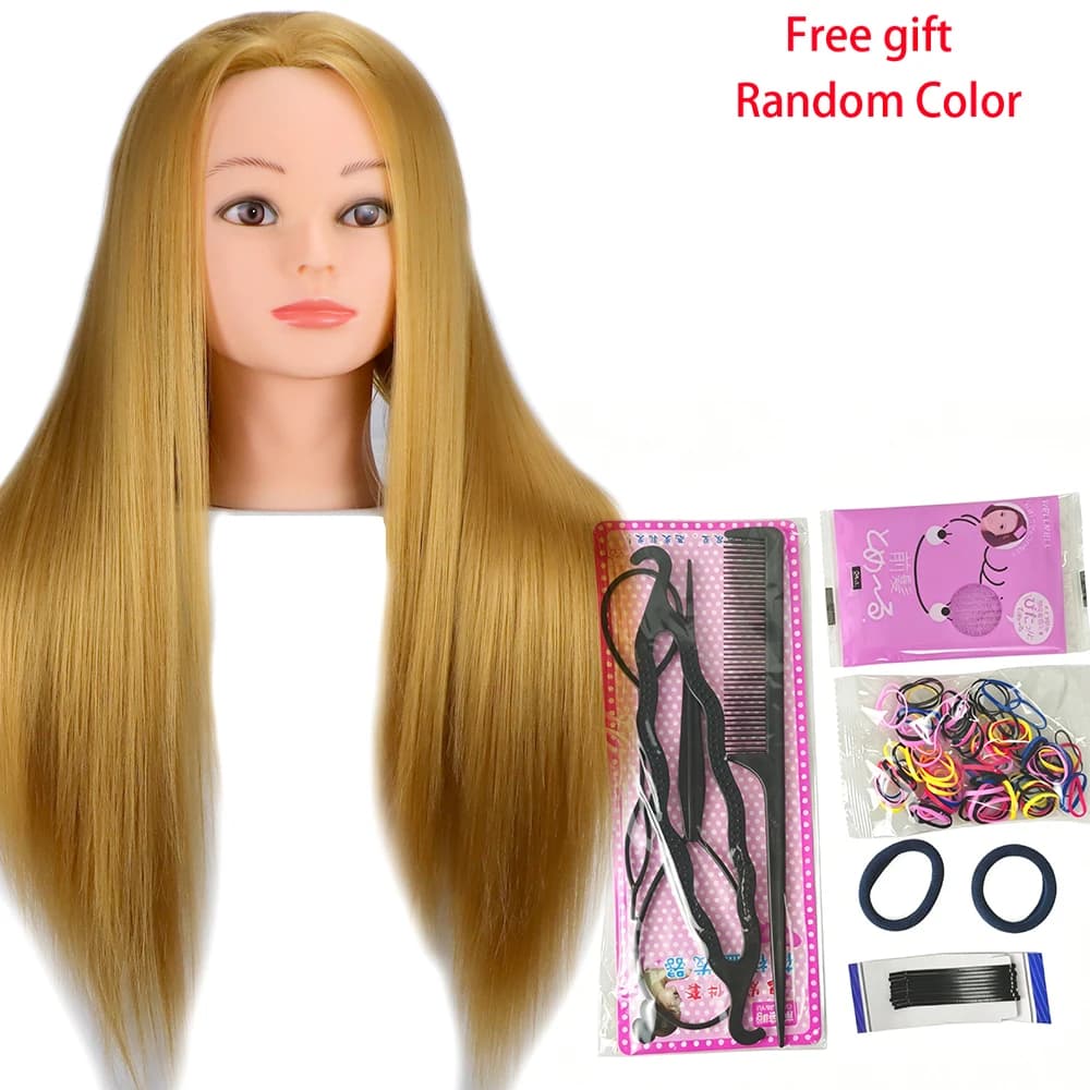 Têtes de mannequins pour coiffeurs, 65 cm, cheveux synthétiques, tête de mannequin pour coiffures, m