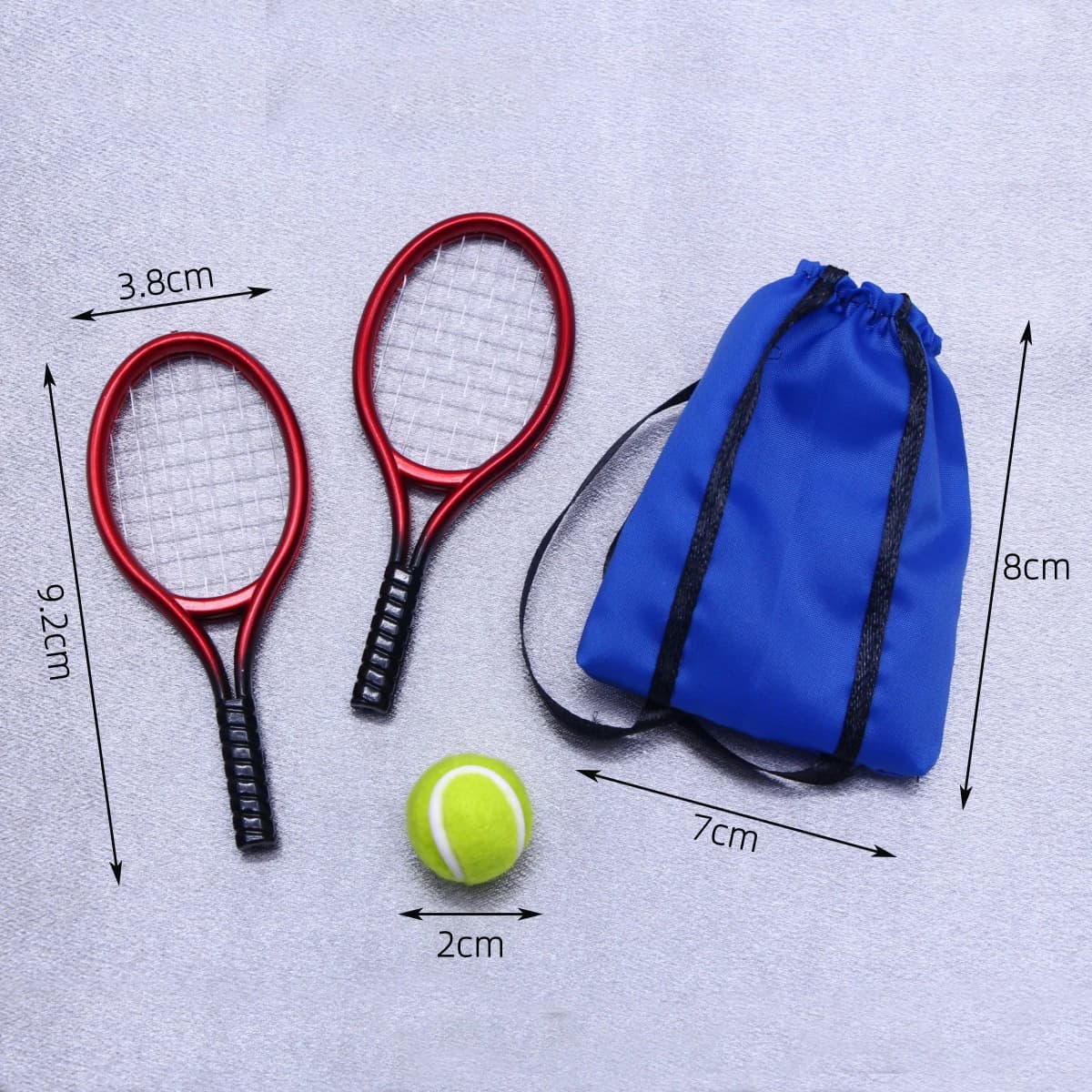 Mini ensemble de raquettes de Tennis pour maison de poupée, petite poupée en tissu, scène de sport M
