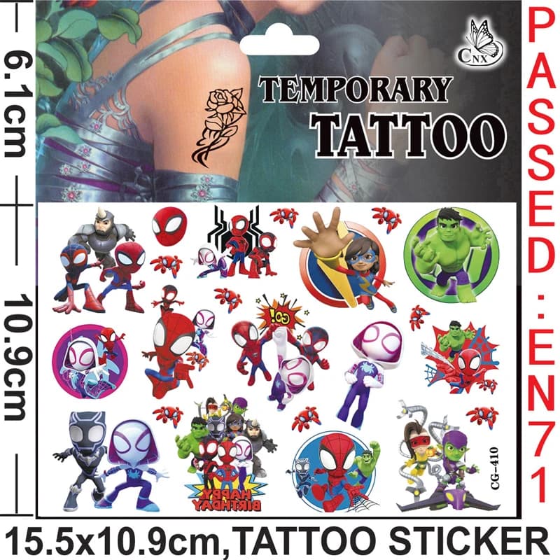 Tatouages ​​temporaires Spidey et ses amis incroyables, 1 pièce, pour fournitures de fête d'annivers