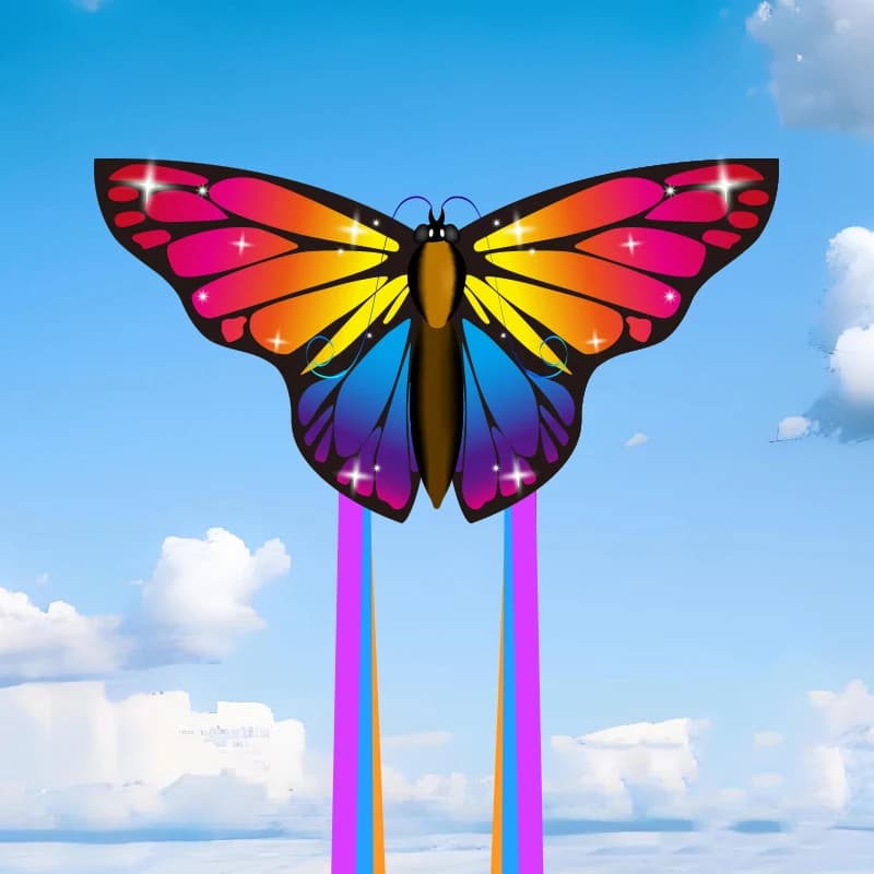 Cerf-volant papillon arc-en-ciel, une aventure en plein air colorée