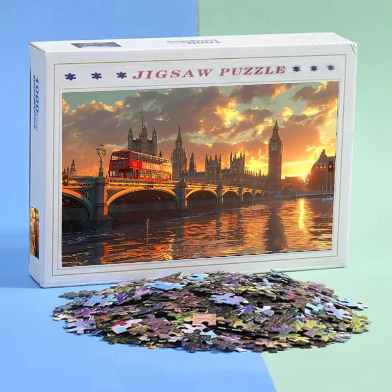 Papier adulte Puzzle 1000 pièces Puzzle jouets paysage crépuscule ville Puzzle peinture décorative e