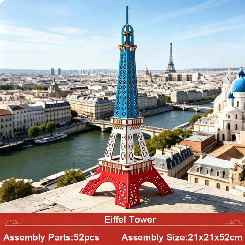 Puzzle en bois 3D de la Tour Eiffel, modèle de la Cathédrale Notre-Dame à assembler soi-même, kit de