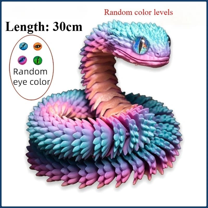 Jouet anti-stress articulé en forme d'animal imprimé en 3D, modèle Python, accessoires de bureau, ca