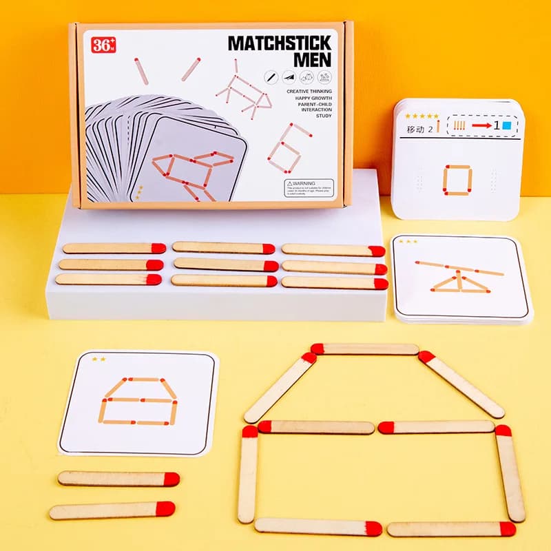 Jeu de Puzzle Matchstick, jouet en bois, jeu de société de géométrie mathématique, bricolage, réflex