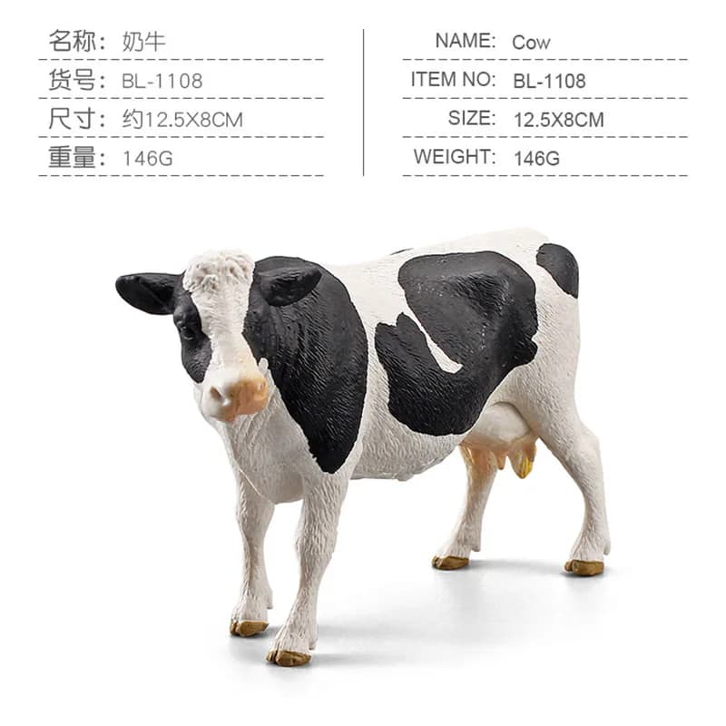 Figurines d'animaux de Simulation, Figurines d'action de vache solide, modèles de pâturage de ferme,