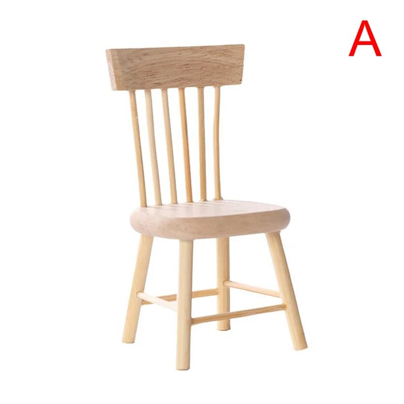 Meubles miniatures pour maison de poupée 1/12, table à manger en bois, chaise, jouet de simulation