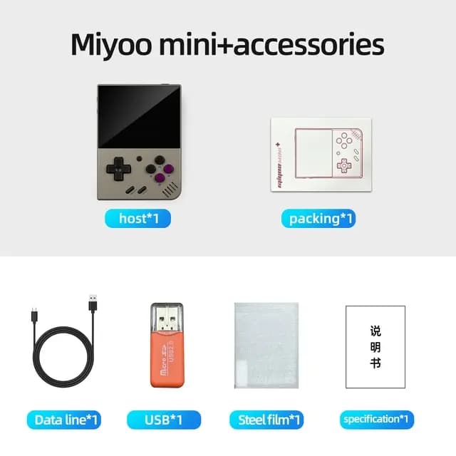 MIYOO-Console de jeu portable Mini Plus, console de jeu rétro, V2 Mini +, écran IPS 3.5 ", console d