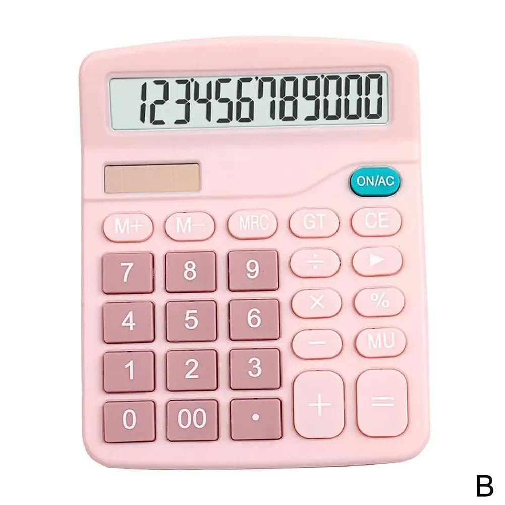 Calculatrice de bureau mignonne à 12 chiffres avec grand écran LCD et gros boutons, sensation mécani