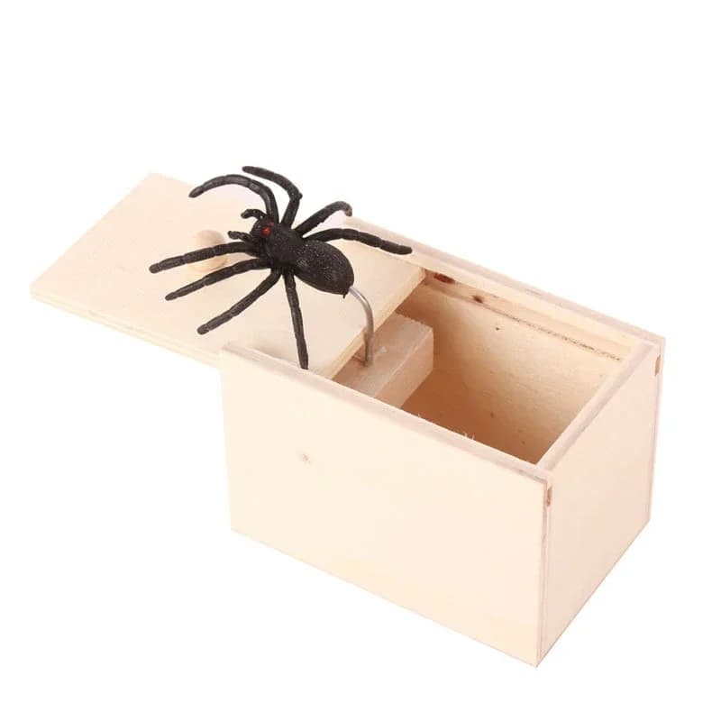 Boîte à farces en bois avec araignée, jouet amusant pour la maison et le bureau, blague pratique, ca