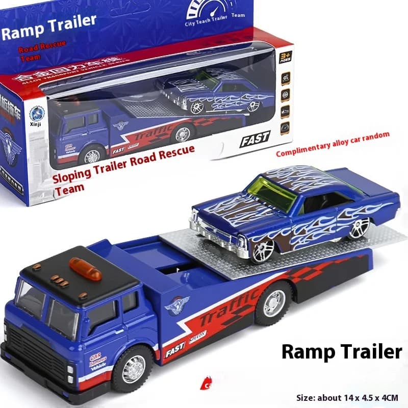 Modèle de camion de remorquage à rampe en alliage pour enfants avec puissance rétro-action amusante,