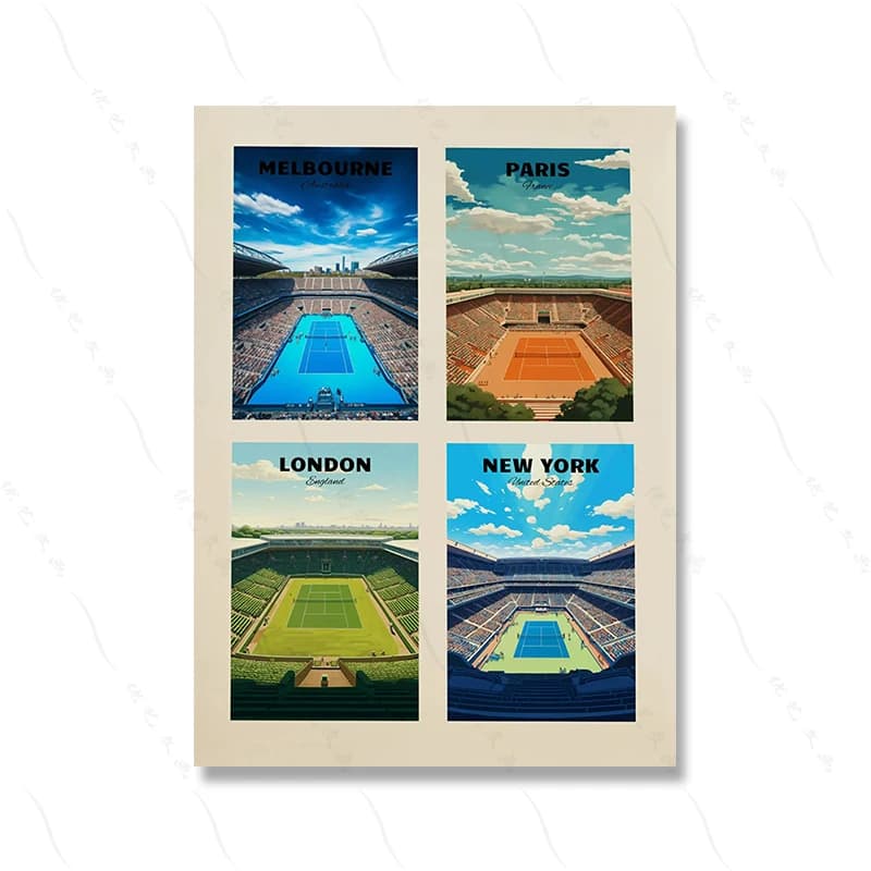 Affiche de tournois de Tennis Grand Slam, tournois de Tennis, Art mural, cours de Tennis, impression
