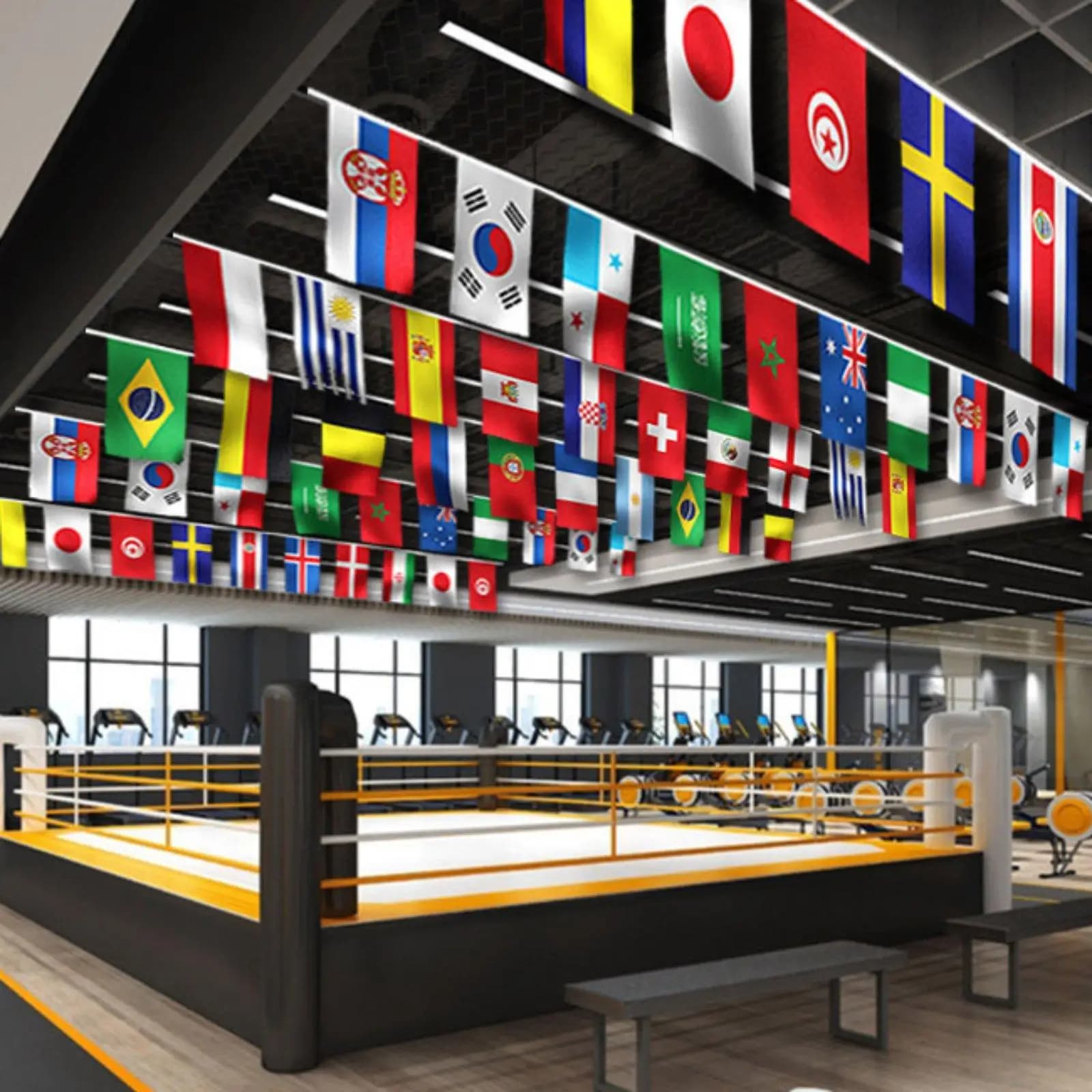 Ensemble de 48 drapeaux de pays pour la Coupe du Monde 2026, guirlande de drapeaux double face pour 
