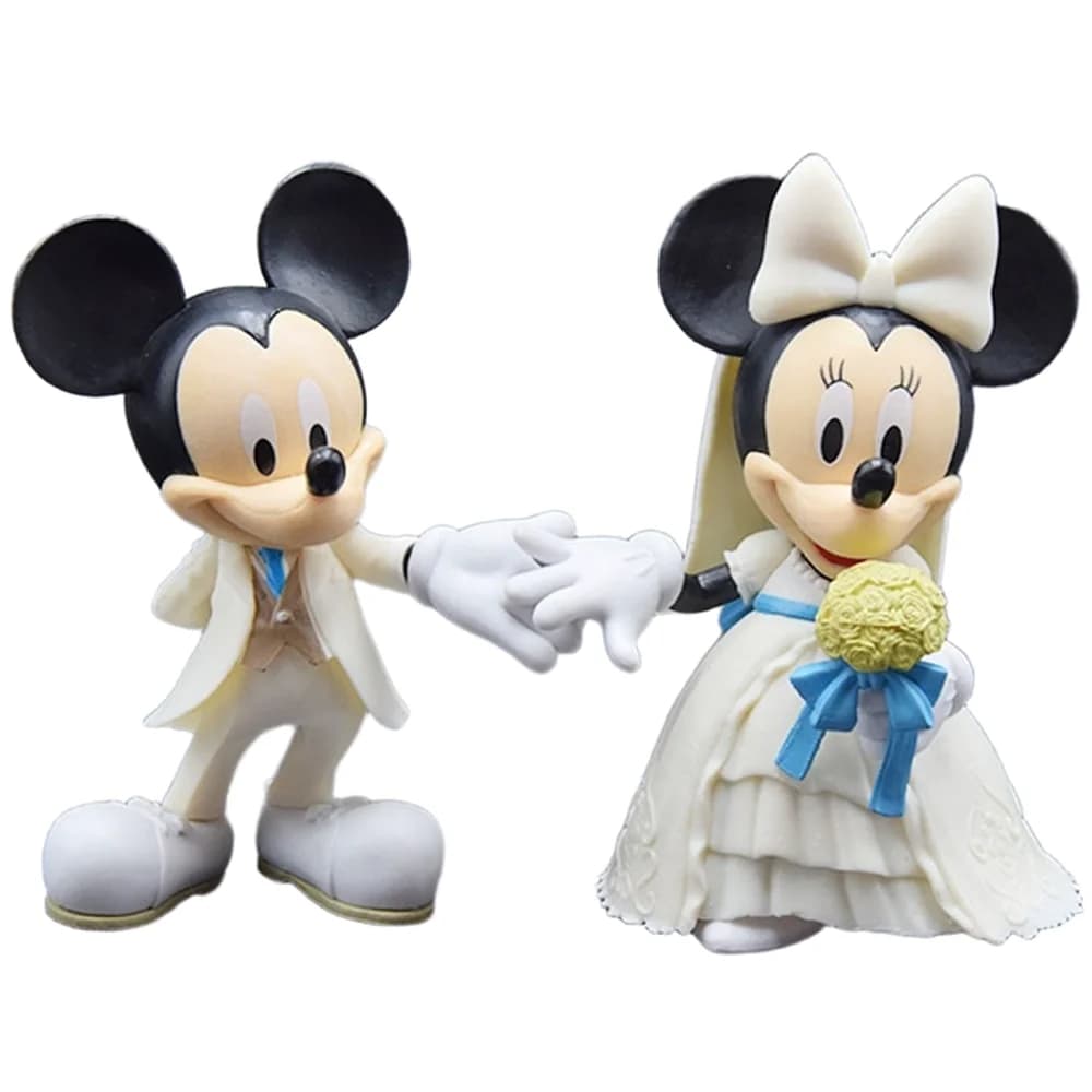 Figurine Disney Mickey & Minnie-Minnie en blanc, Statue de robe de mariée, modèle artisanal de dessi