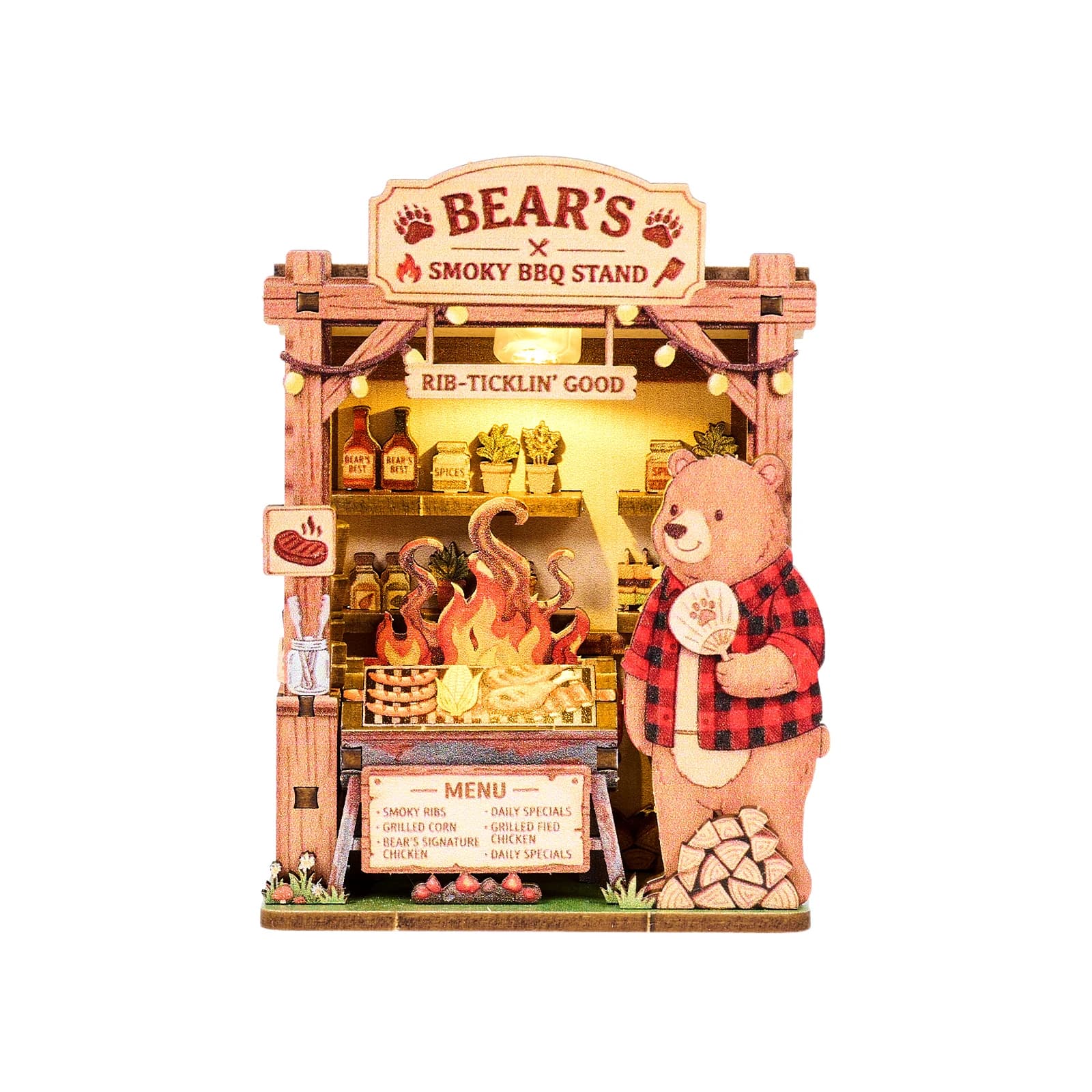 Aimant de réfrigérateur DIY, puzzle 3D en bois, mini maison, animaux faits à la main, boutique, kit 