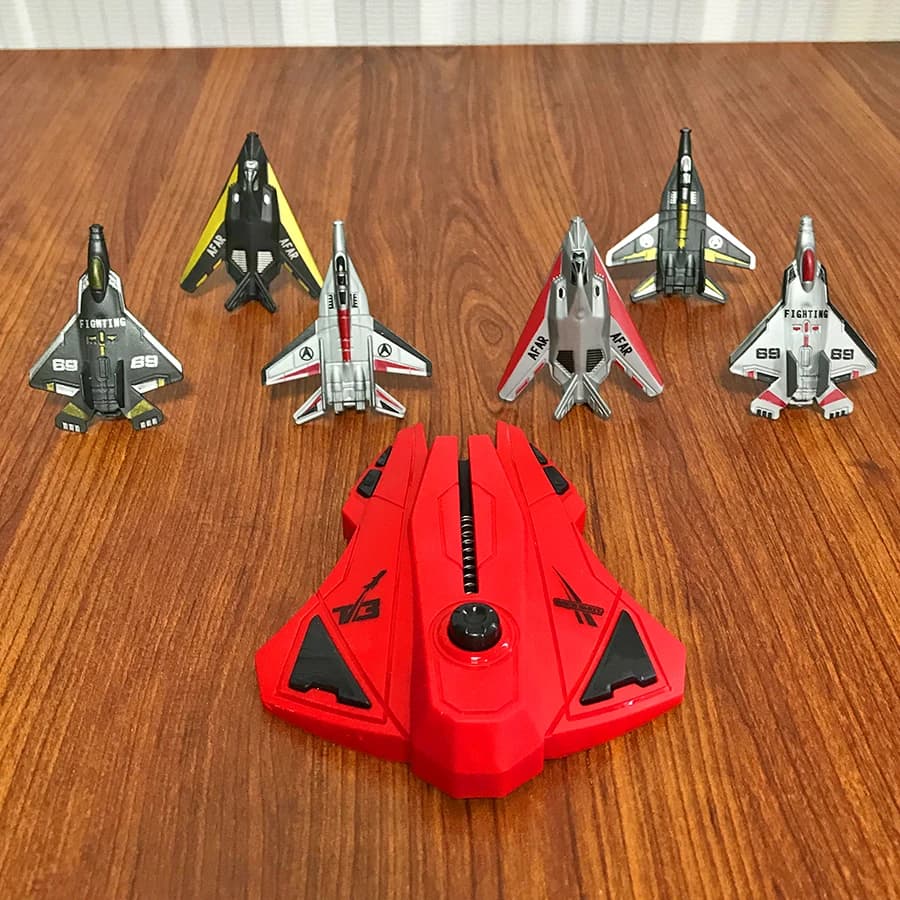 Jouet lanceur rouge d'avion de chasse 6 pièces, adapté aux enfants, jeux de vol en plein air, cadeau